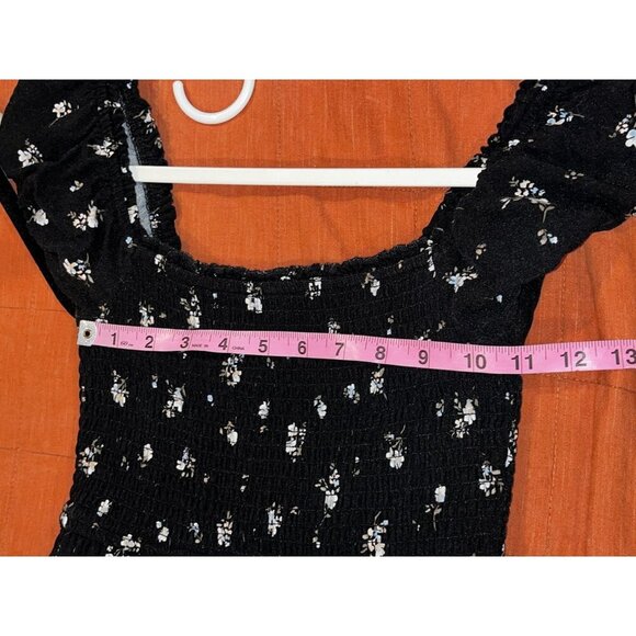 Aeropostale Black Floral Square-Neck Tiered Midi Dress Size XS - Picture 8 of 10